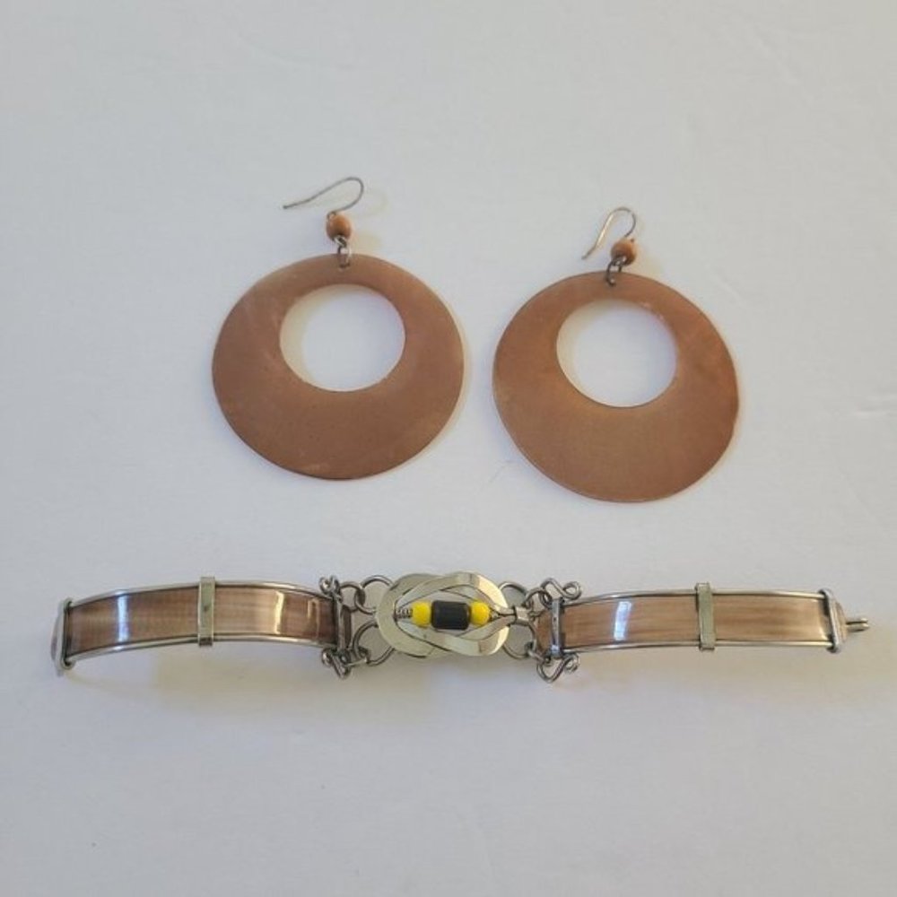 brown hoop Mother of shell Earring&bracelet